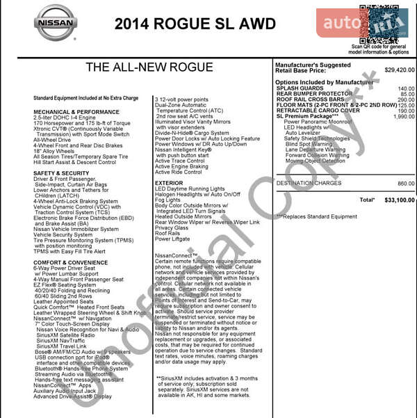 Внедорожник / Кроссовер Nissan Rogue 2014 в Харькове