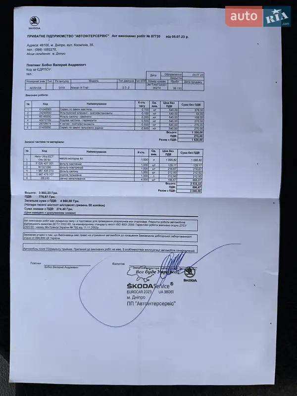 Позашляховик / Кросовер Nissan X-Trail 2018 в Дніпрі документ 5 фото Позашляховик / Кросовер Nissan X-Trail 2018 в Дніпрі документ