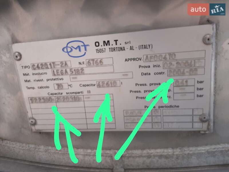 Цистерна полуприцеп OMT 42000 2004 в Луцке