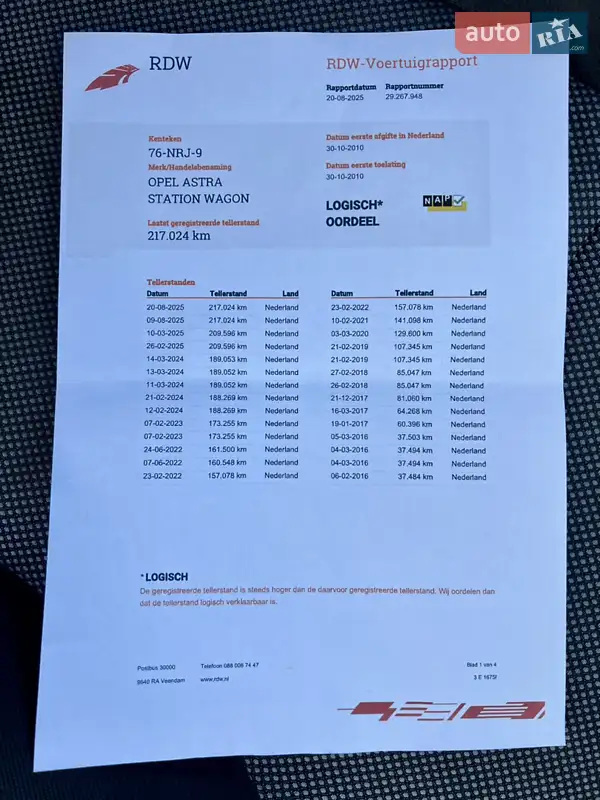 Универсал Opel Astra 2010 в Дубно документ