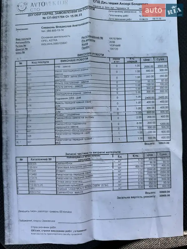 Універсал Opel Astra 2006 в Києві документ