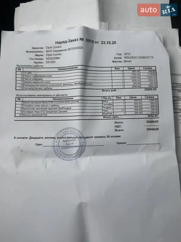 Грузовой фургон Opel Combo 2013 в Днепре документ