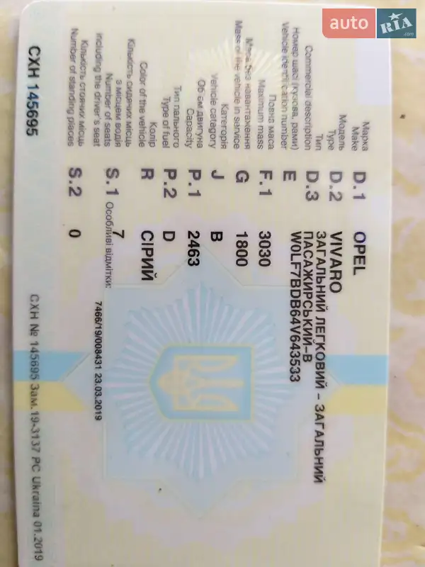 Минивэн Opel Vivaro 2004 в Кривом Роге документ