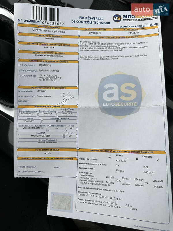 Внедорожник / Кроссовер Peugeot 3008 2014 в Тернополе