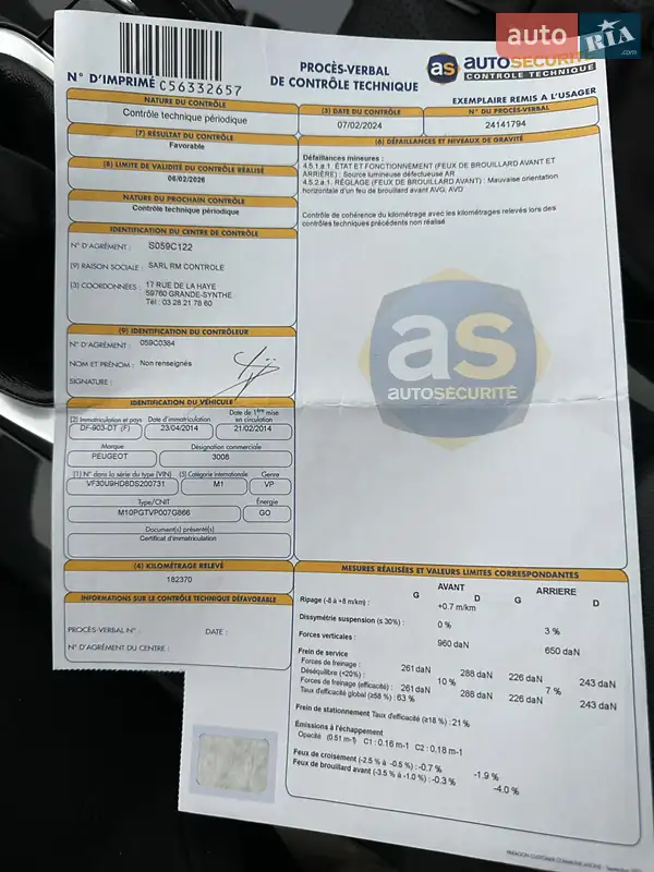 Внедорожник / Кроссовер Peugeot 3008 2014 в Тернополе документ