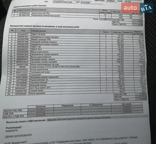 Хетчбек Peugeot 308 2008 в Івано-Франківську документ