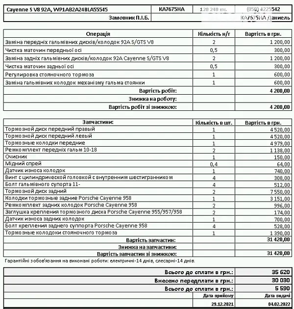 Внедорожник / Кроссовер Porsche Cayenne 2011 в Киеве документ