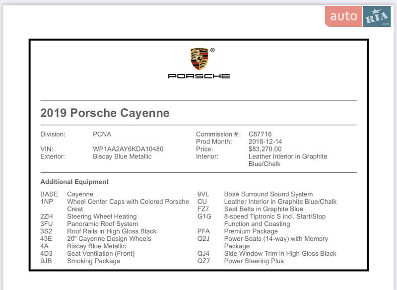 Внедорожник / Кроссовер Porsche Cayenne 2018 в Одессе