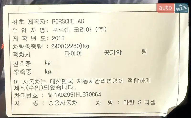 Внедорожник / Кроссовер Porsche Macan 2016 в Одессе документ