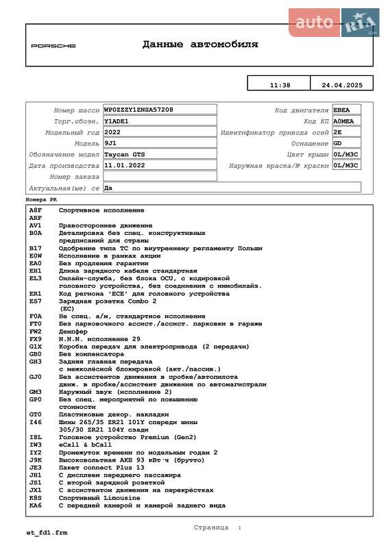 Седан Porsche Taycan 2022 в Києві