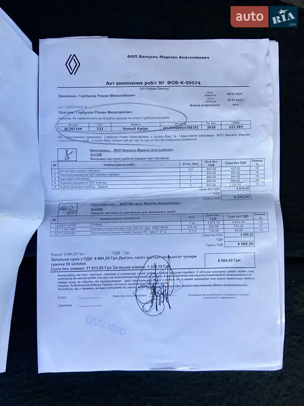 Внедорожник / Кроссовер Renault Kadjar 2016 в Умани документ 5 фото Внедорожник / Кроссовер Renault Kadjar 2016 в Умани документ