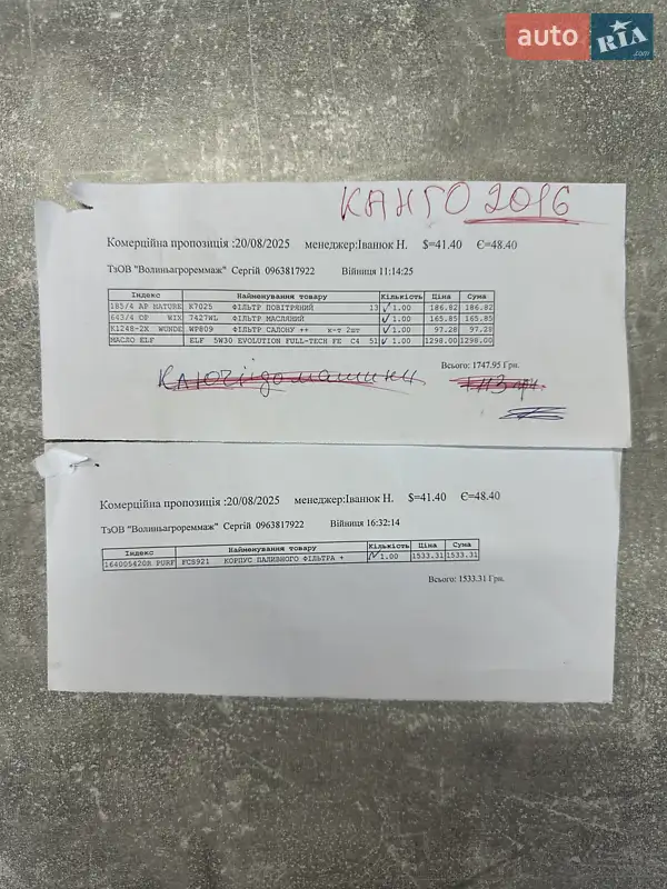 Мінівен Renault Kangoo 2016 в Білогородці документ