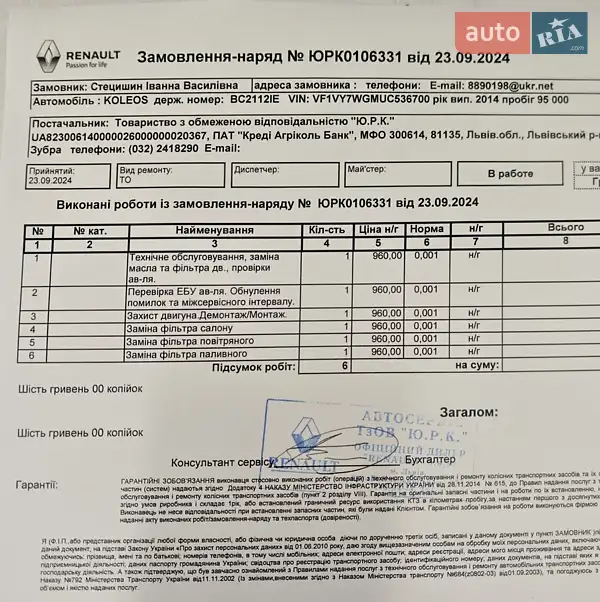 Позашляховик / Кросовер Renault Koleos 2014 в Львові документ