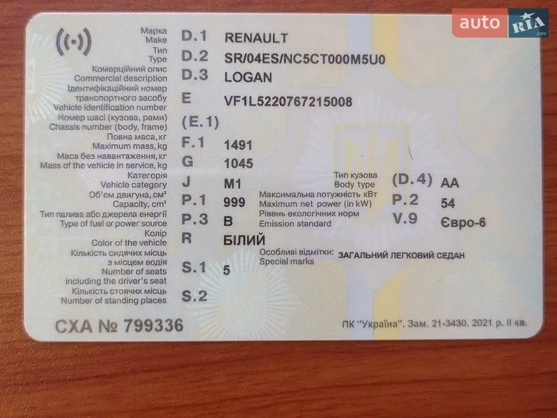 Седан Renault Logan 2021 в Львові документ