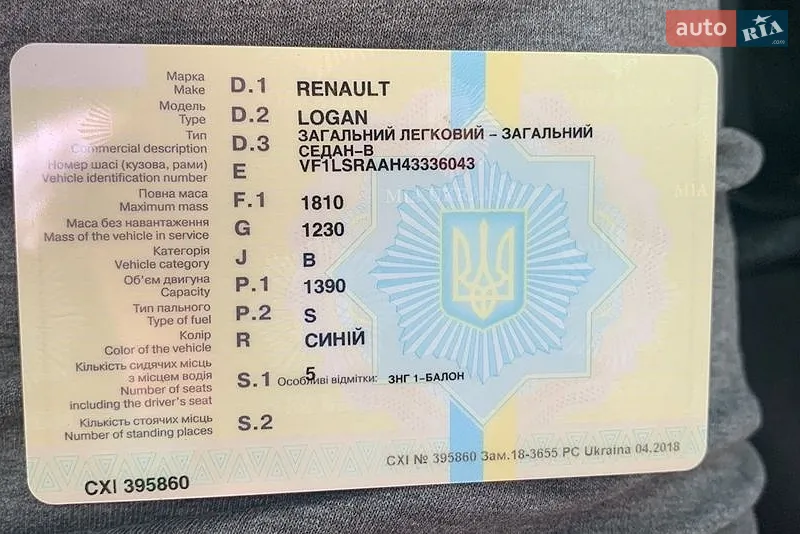 Седан Renault Logan 2010 в Днепре документ