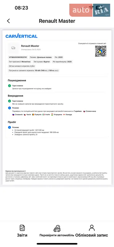 Грузовой фургон Renault Master 2020 в Львове документ