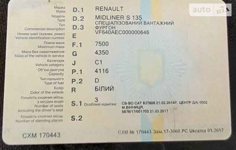 Грузовой фургон Renault Midliner 1999 в Измаиле