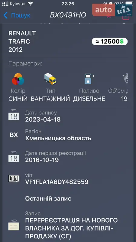 Грузовой фургон Renault Trafic 2012 в Хмельницком документ