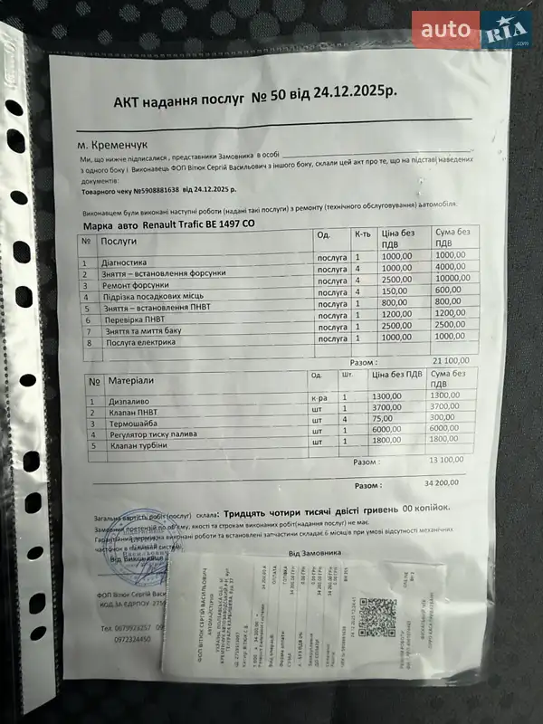 Минивэн Renault Trafic 2008 в Миргороде документ