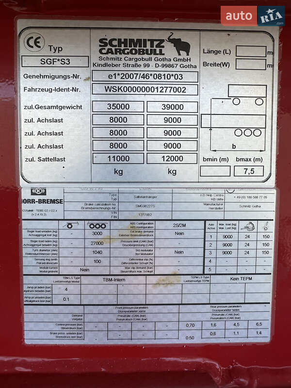 Самосвал полуприцеп Schmitz SKI 24 2013 в Хусте