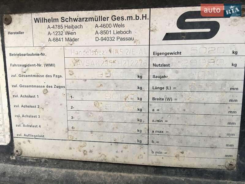Самосвал полуприцеп Schwarzmuller HKS 2005 в Харькове
