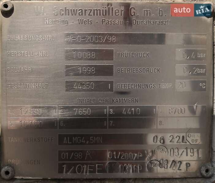 Цистерна полуприцеп Schwarzmuller J-Serie 1998 в Каменском