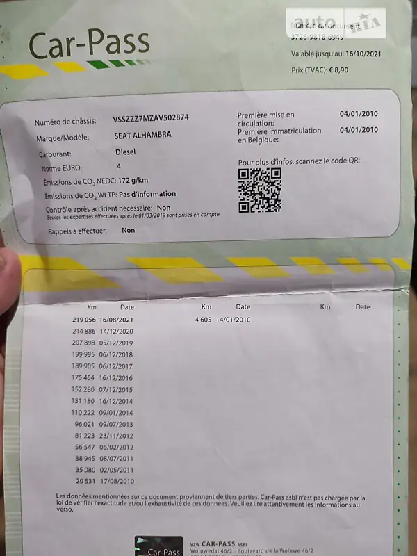 Мінівен SEAT Alhambra 2009 в Чернівцях документ