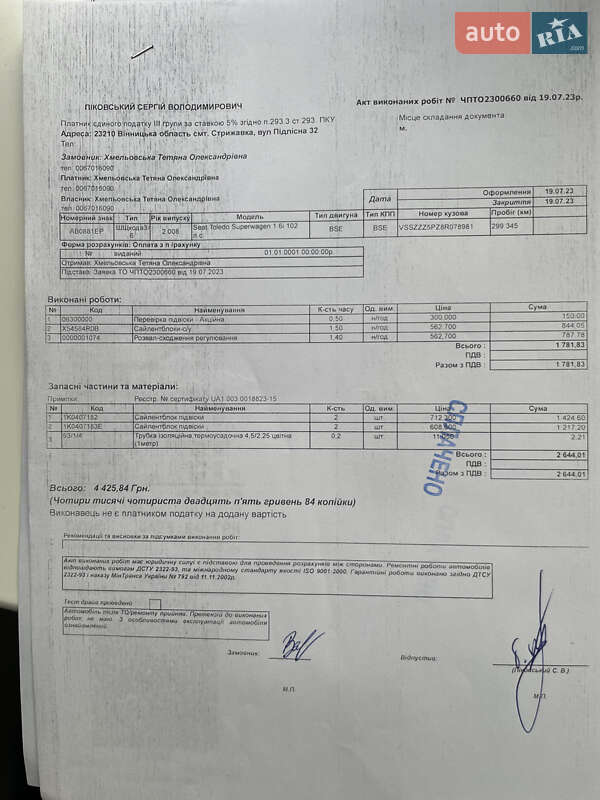 Хетчбек SEAT Toledo 2008 в Вінниці