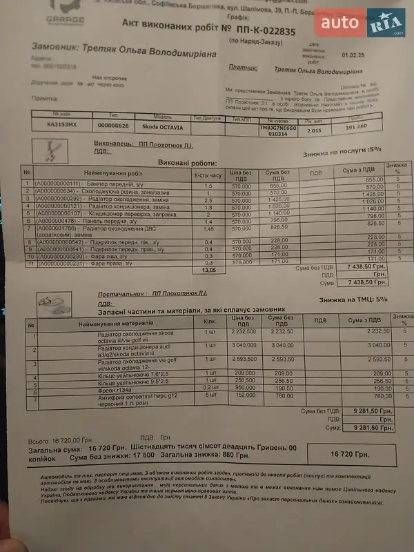 Универсал Skoda Octavia 2015 в Киеве документ