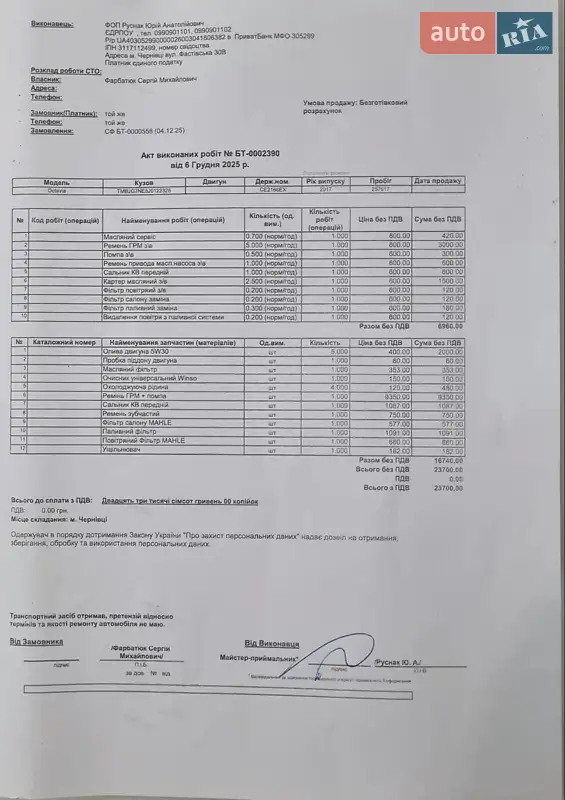 Универсал Skoda Octavia 2017 в Черновцах документ