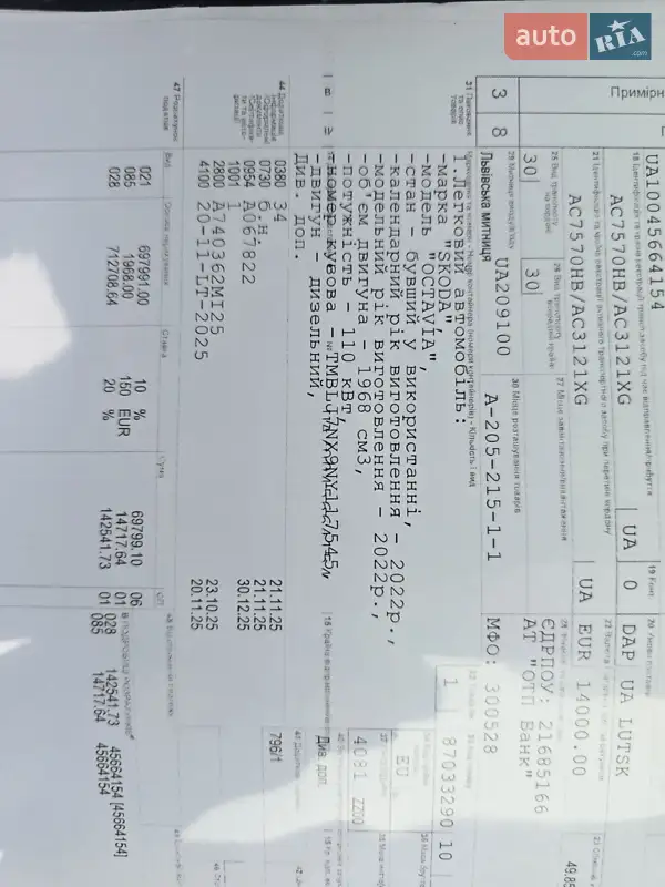 Универсал Skoda Octavia 2022 в Луцке документ