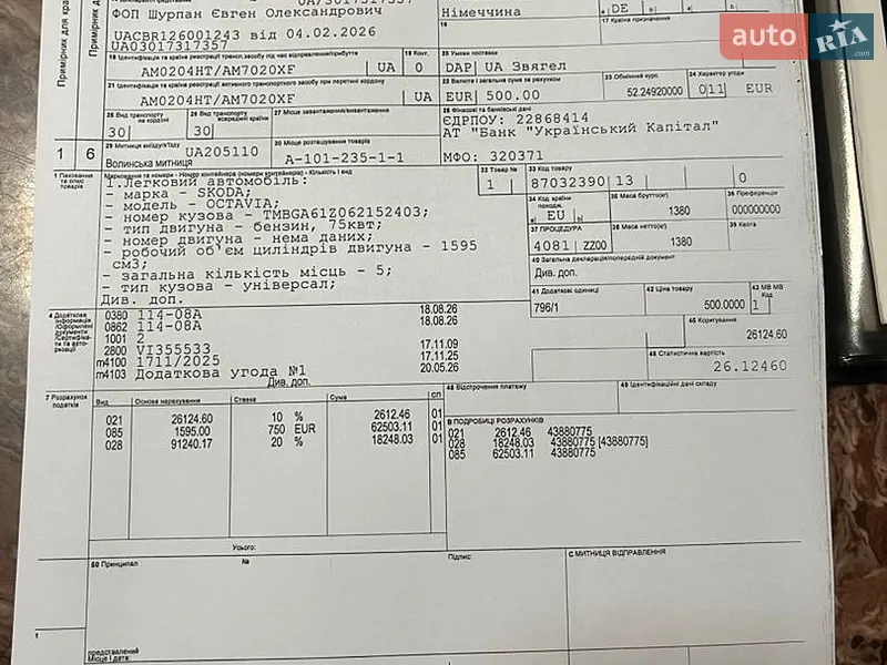 Універсал Skoda Octavia 2005 в Звягелі документ