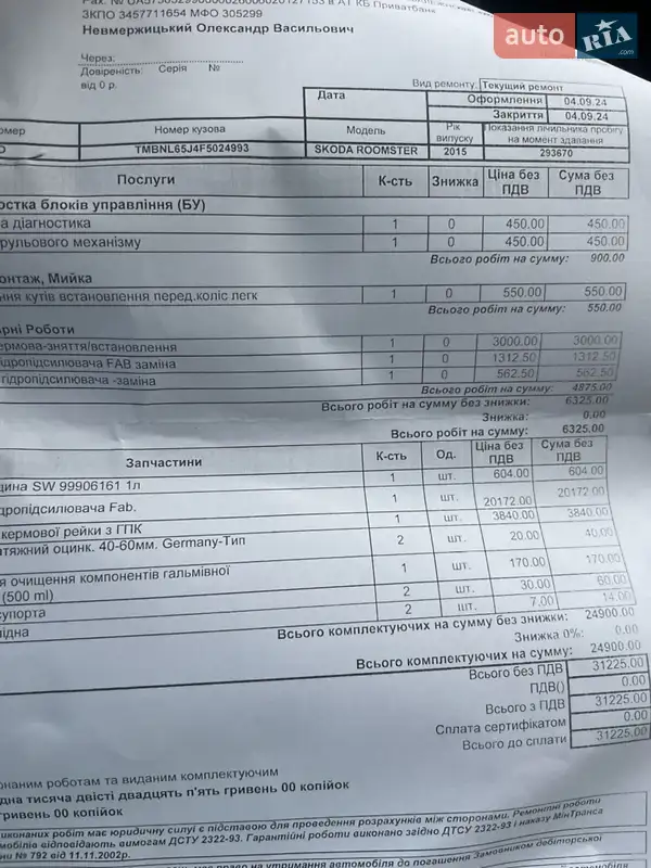 Микровэн Skoda Roomster 2015 в Броварах документ 5 фото Микровэн Skoda Roomster 2015 в Броварах документ
