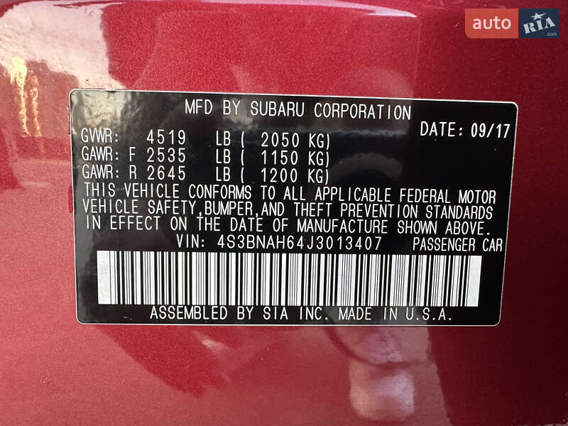 Седан Subaru Legacy 2017 в Києві