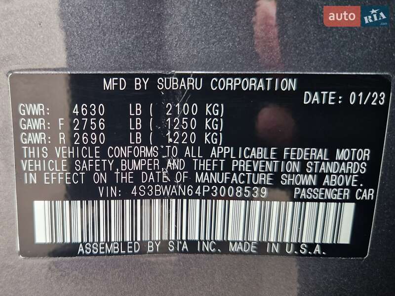 Седан Subaru Legacy 2023 в Дніпрі