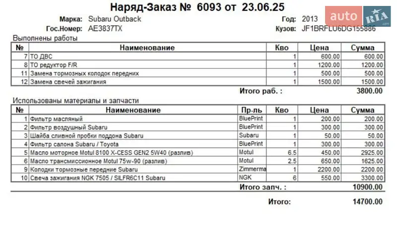 Універсал Subaru Outback 2013 в Кам'янському документ