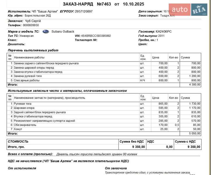 Универсал Subaru Outback 2011 в Киеве