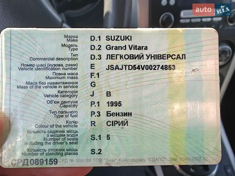 Внедорожник / Кроссовер Suzuki Grand Vitara 2008 в Каменец-Подольском документ 2 фото Внедорожник / Кроссовер Suzuki Grand Vitara 2008 в Каменец-Подольском документ