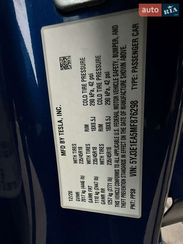 Седан Tesla Model 3 2020 в Дрогобичі фото 81 Седан Tesla Model 3 2020 в Дрогобичі