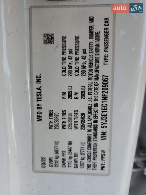 Седан Tesla Model 3 2022 в Києві