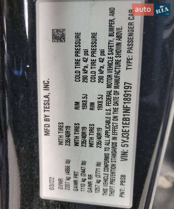 Седан Tesla Model 3 2022 в Луцьку фото 24 Седан Tesla Model 3 2022 в Луцьку