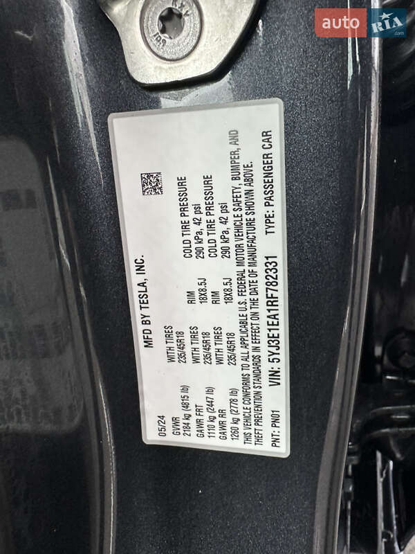 Седан Tesla Model 3 2024 в Дніпрі фото 16 Седан Tesla Model 3 2024 в Дніпрі