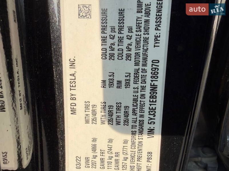 Седан Tesla Model 3 2022 в Луцьку фото 17 Седан Tesla Model 3 2022 в Луцьку