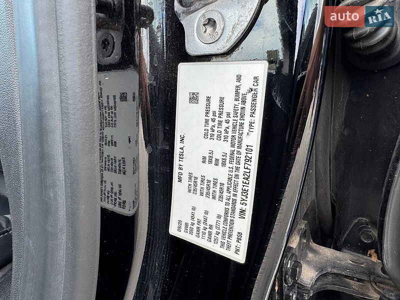 Седан Tesla Model 3 2020 в Луцьку фото 9 Седан Tesla Model 3 2020 в Луцьку