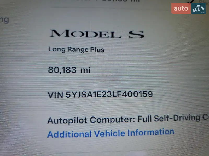 Ліфтбек Tesla Model S 2020 в Дніпрі документ