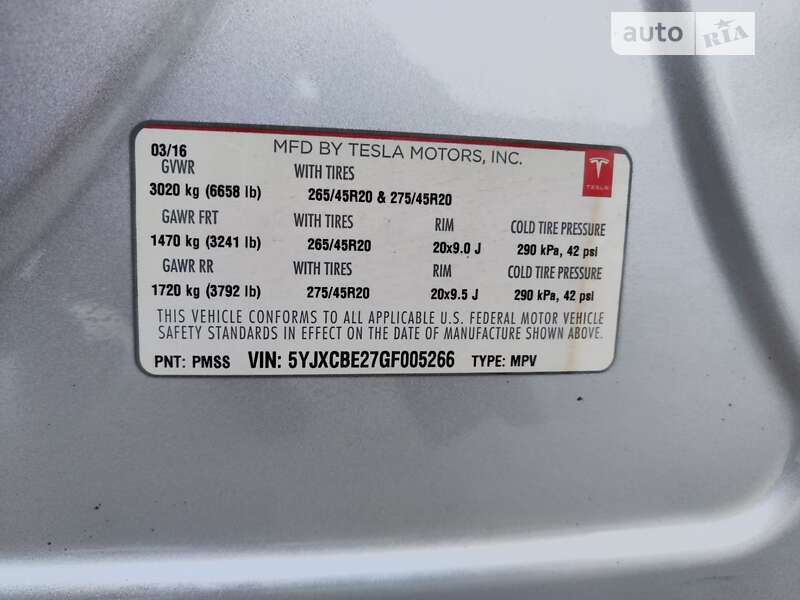 Внедорожник / Кроссовер Tesla Model X 2016 в Львове фото 25 Внедорожник / Кроссовер Tesla Model X 2016 в Львове