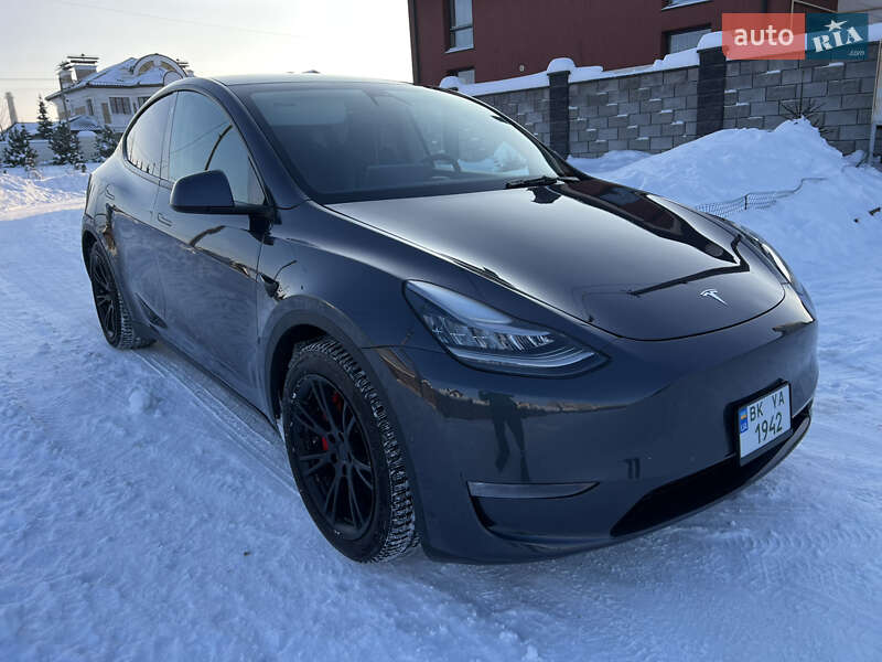 2021 Tesla Model Y, VIN 5YJYGAEEXMF185965:plate — фото 1 (autoria)