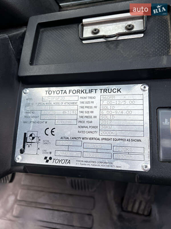 Вилочный погрузчик Toyota 02-8FGF20 2017 в Луцке