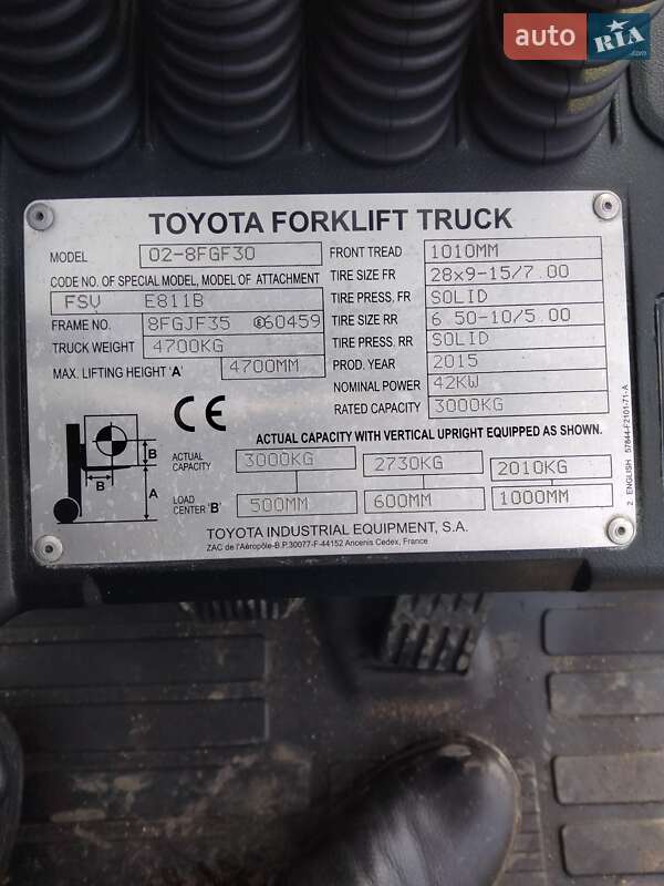 Вилочний навантажувач Toyota 02-8FGF30 2015 в Львові