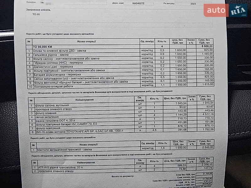 Седан Toyota Camry 2023 в Киеве документ